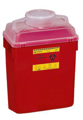 BD Sharps Container with Red Base and Translucent Lid