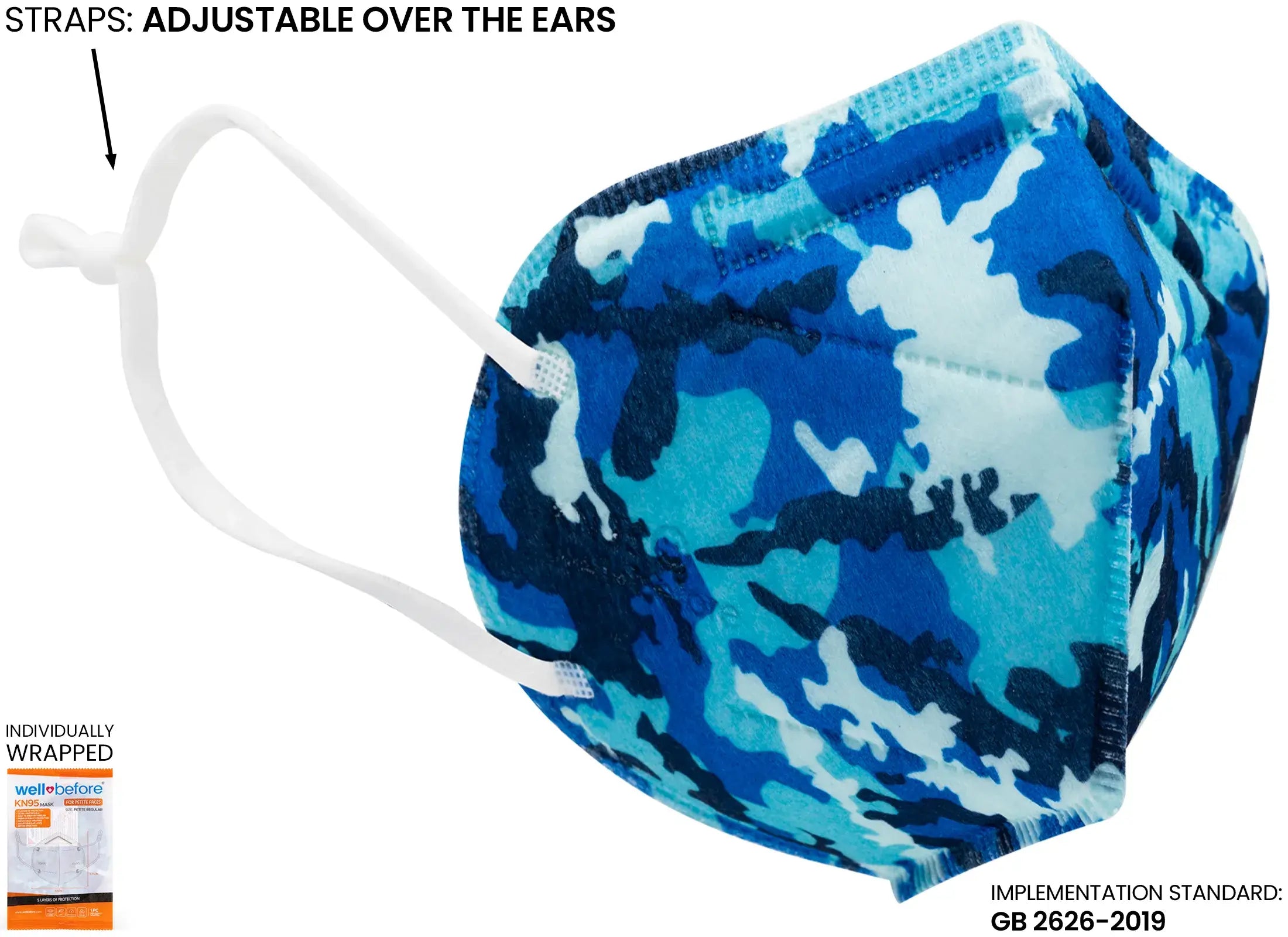 Kids KN95 Mask | Individually Wrapped, Elastic Ear Loops