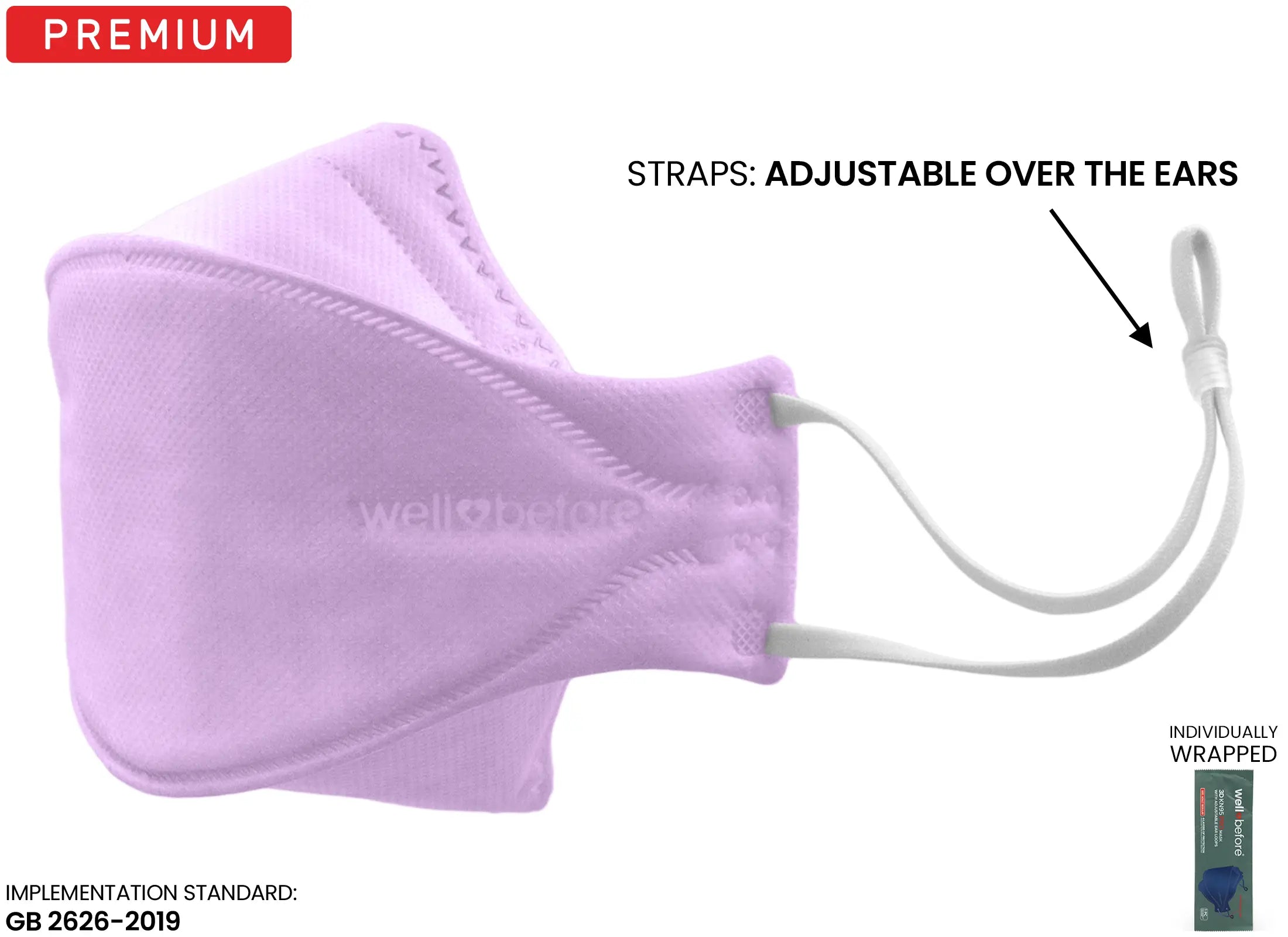 KN95 3D Pro Face Mask | Premium 3D Fit, Anti-fogging, Adjustable Ear Loops - Bag of 10