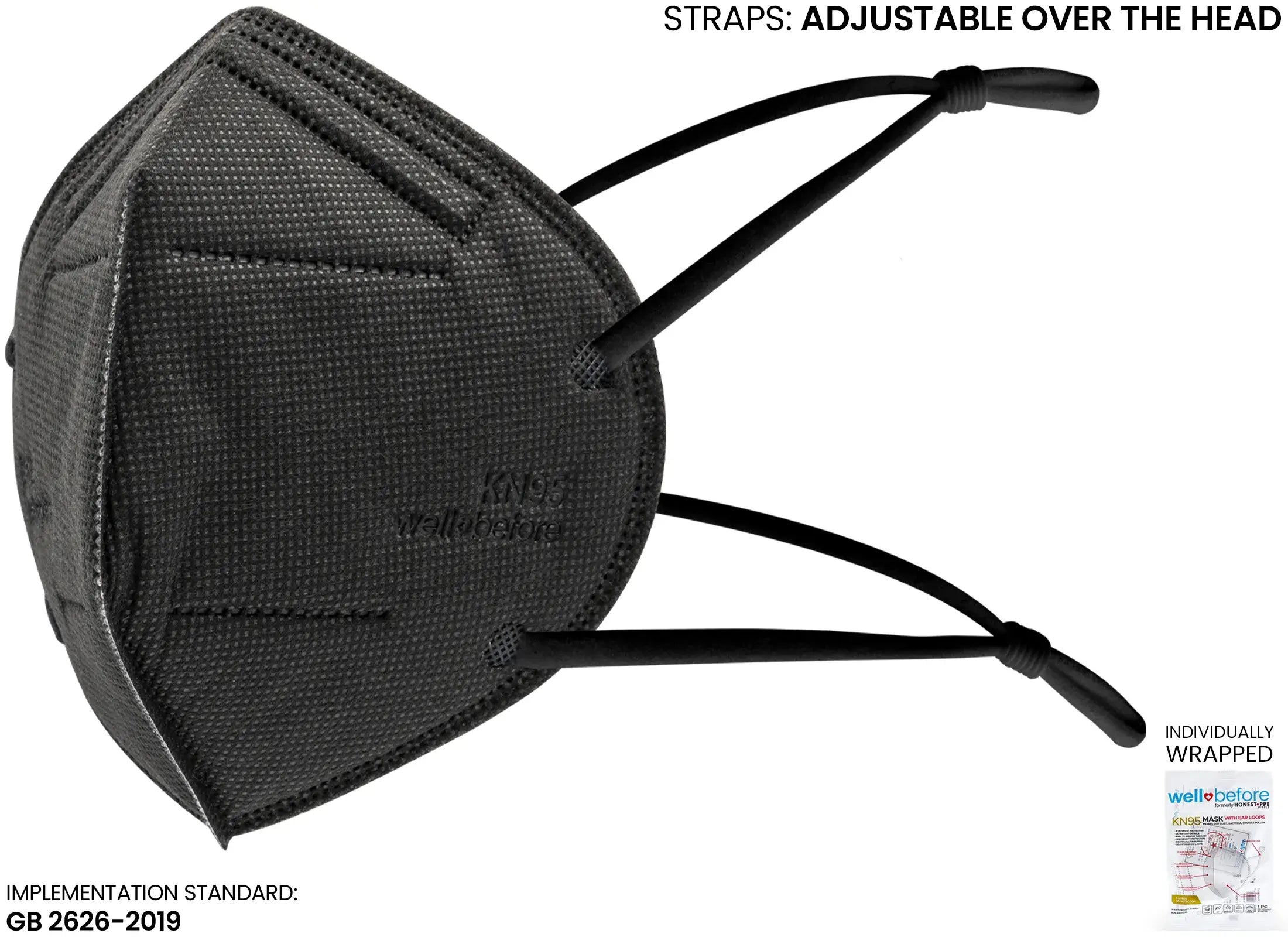 KN95 Face Mask | Individually Wrapped, Elastic Ear Loops