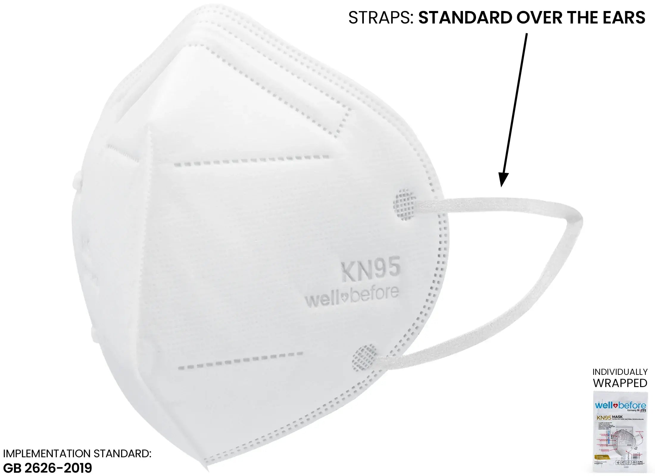 KN95 Face Mask | Individually Wrapped, Elastic Ear Loops