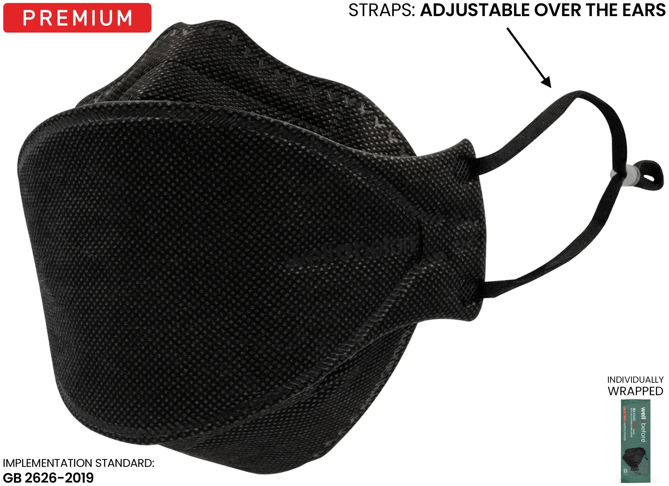 KN95 3D Pro Face Mask | Premium 3D Fit, Anti-fogging, Adjustable Ear Loops