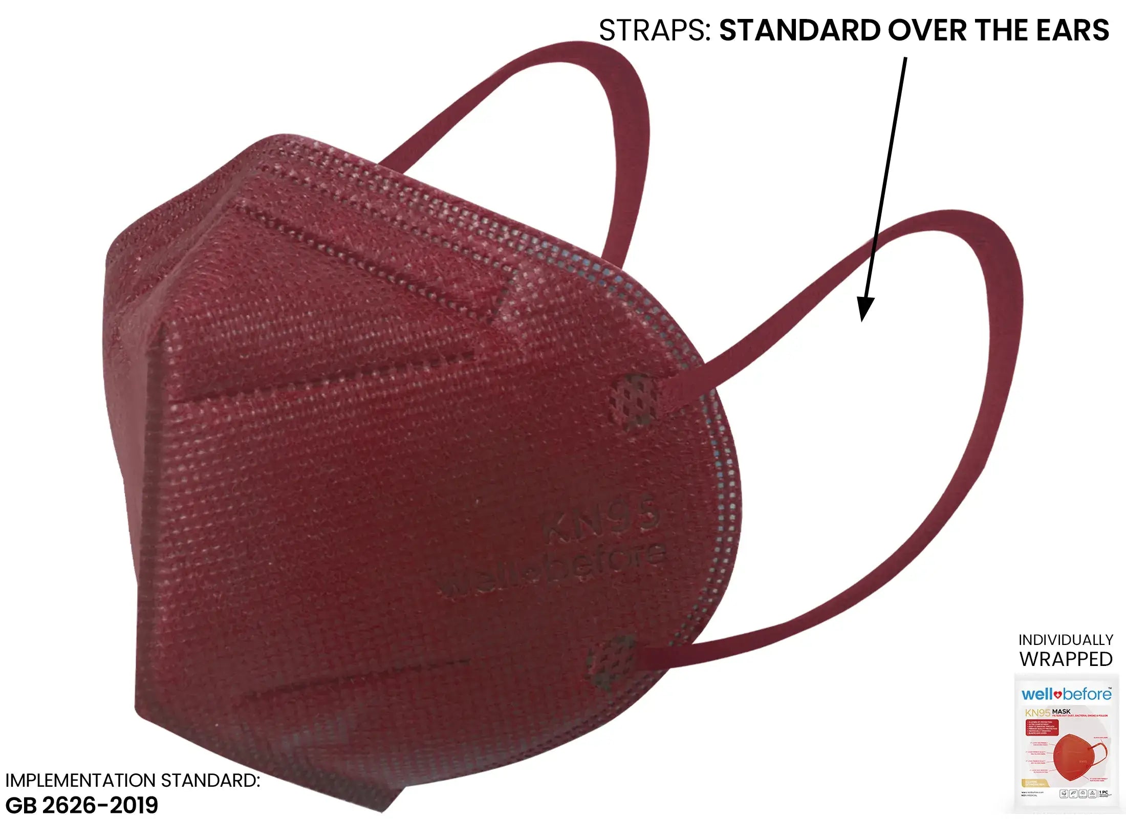 KN95 Face Mask | Individually Wrapped, Elastic Ear Loops