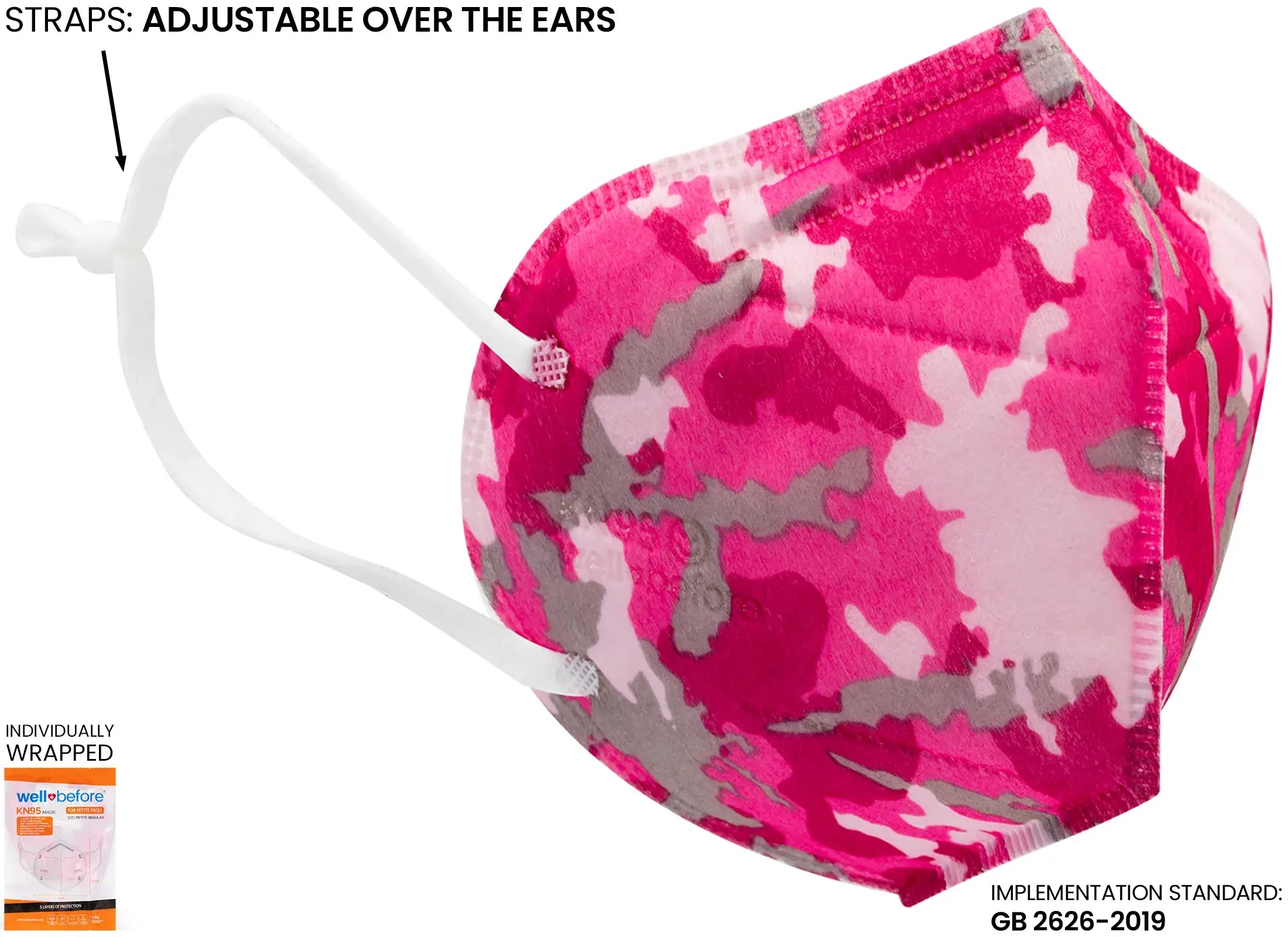 Kids KN95 Mask | Individually Wrapped, Elastic Ear Loops