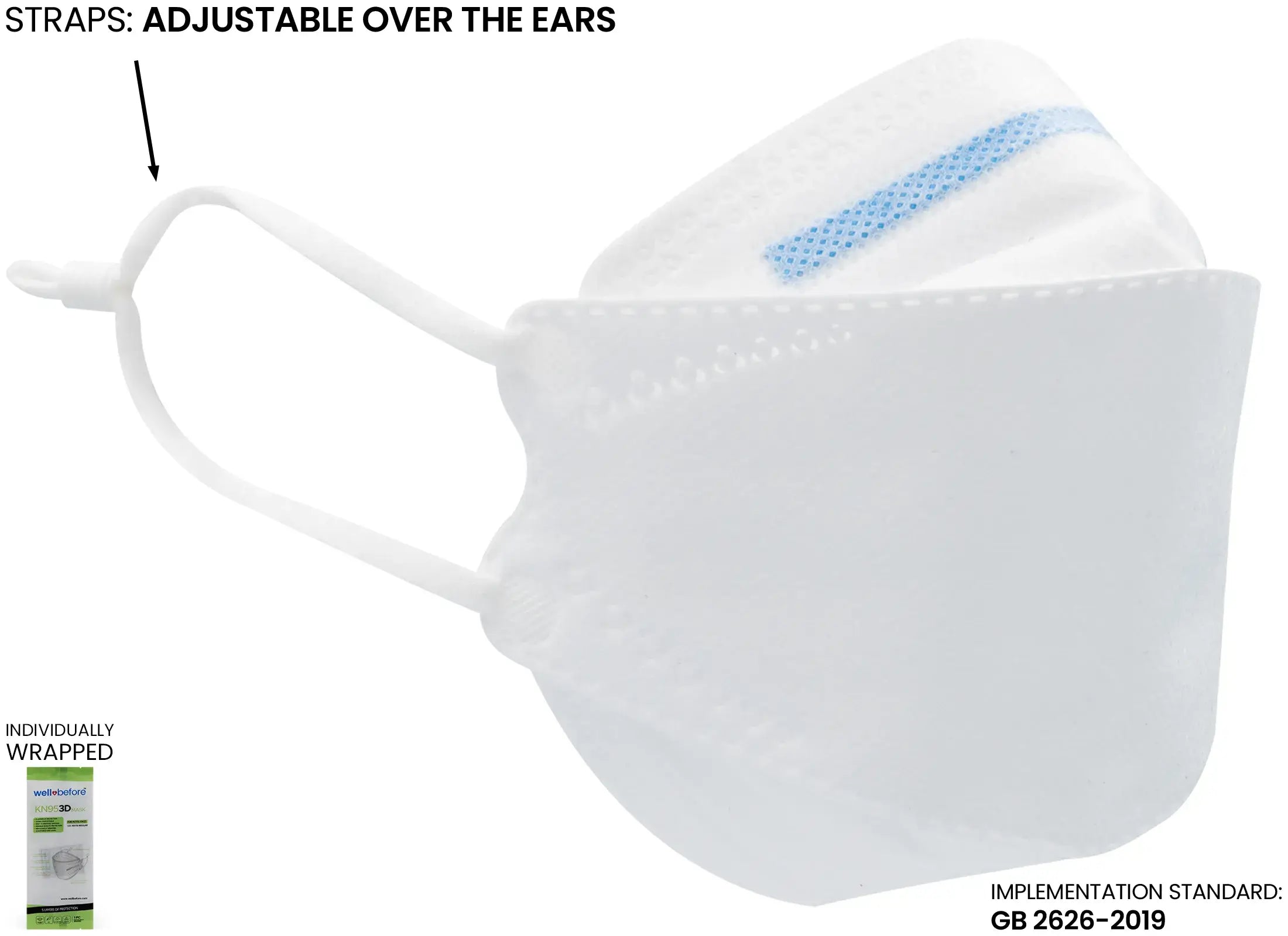 Kids KN95 3D Mask | Individually Wrapped, Elastic Ear Loops