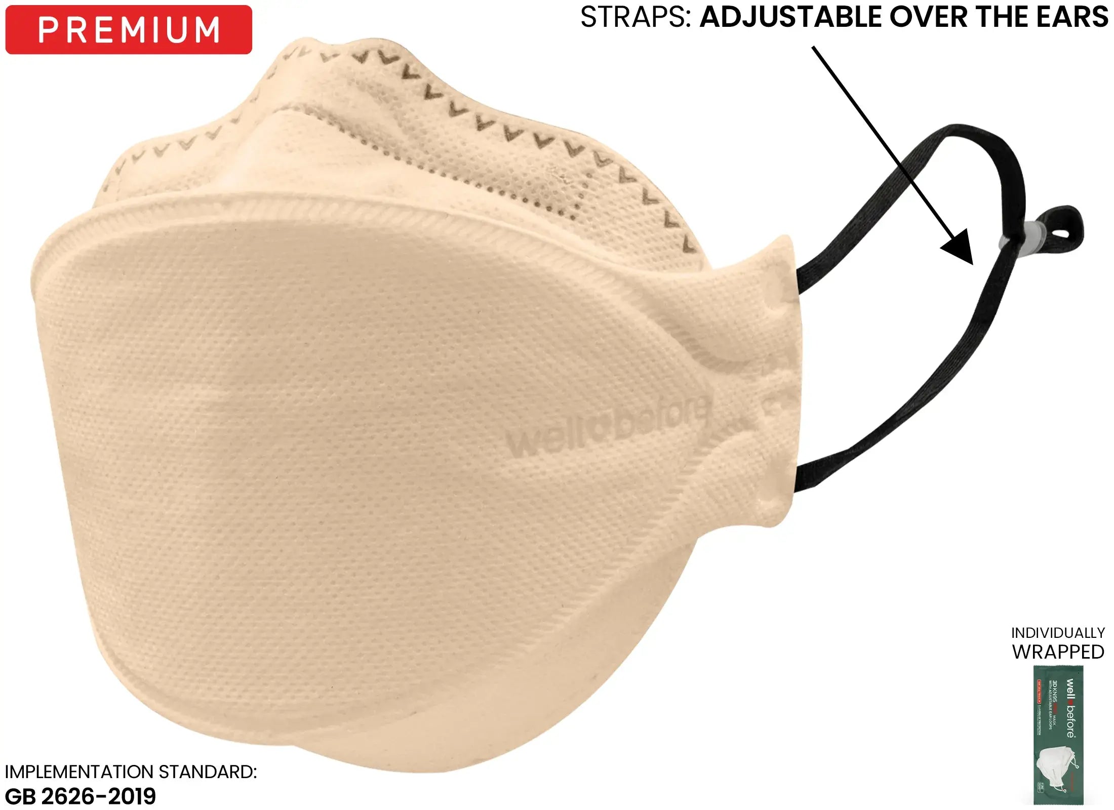 KN95 3D Pro Face Mask | Premium 3D Fit, Anti-fogging, Adjustable Ear Loops