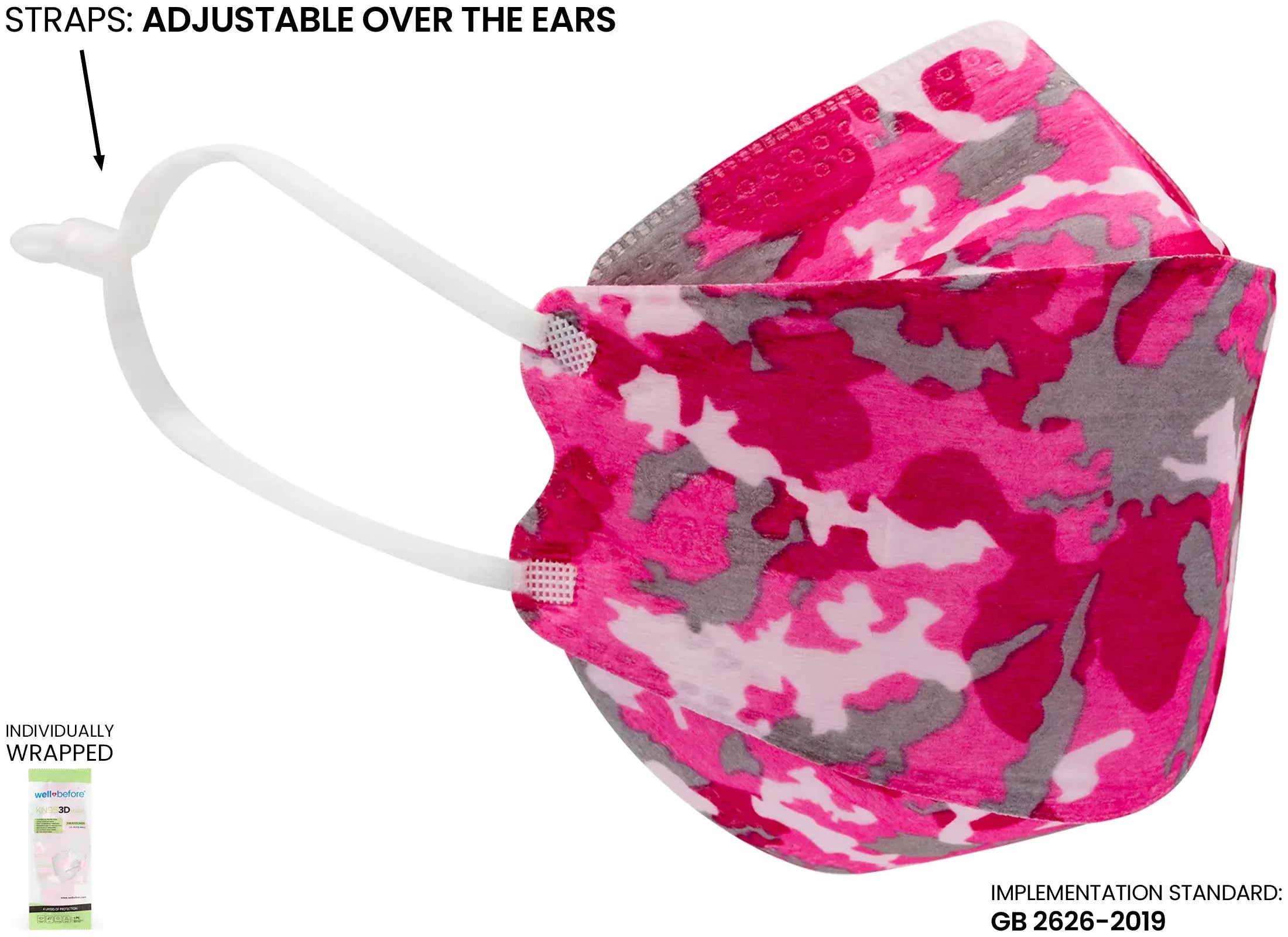 Kids KN95 3D Mask | Individually Wrapped, Elastic Ear Loops