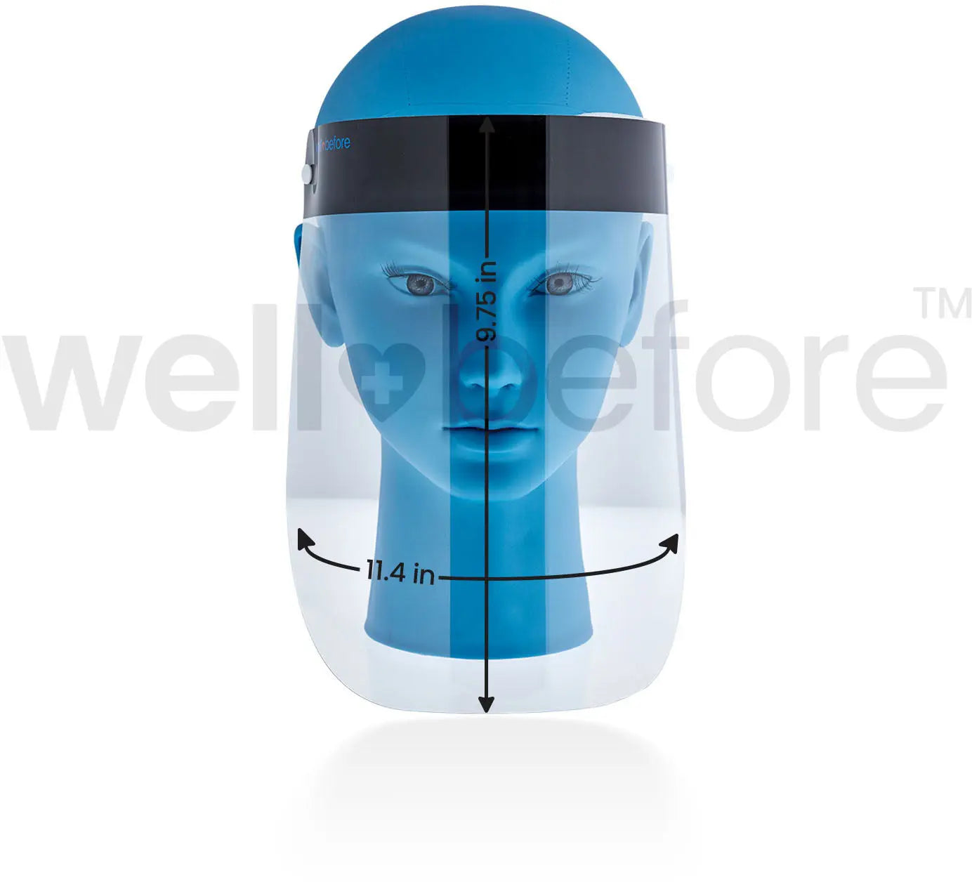 WellBefore Adjustable Face Shield - Extra Coverage Width & Height