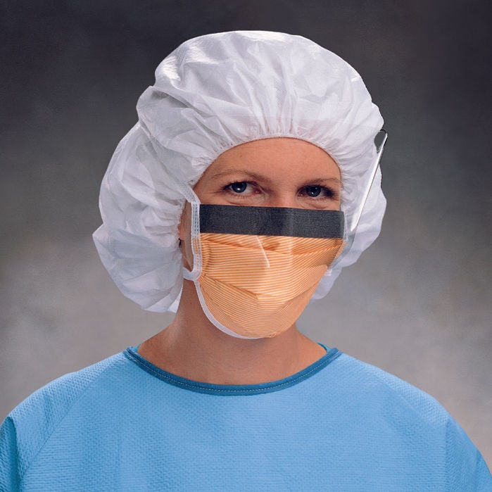 HALYARD FLUIDSHIELD Level 3 Fog-Free Surgical Mask with Face Shield, Ties, Regular, Orange