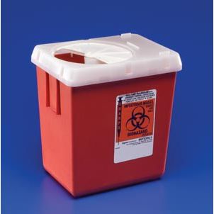 Cardinal Health Sharps Container with Red Base, 2 Gallon