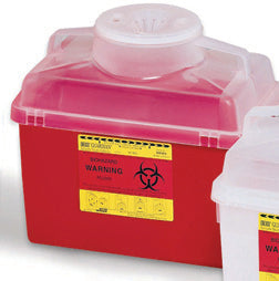 BD Sharps Container with Red Base and Translucent Lid
