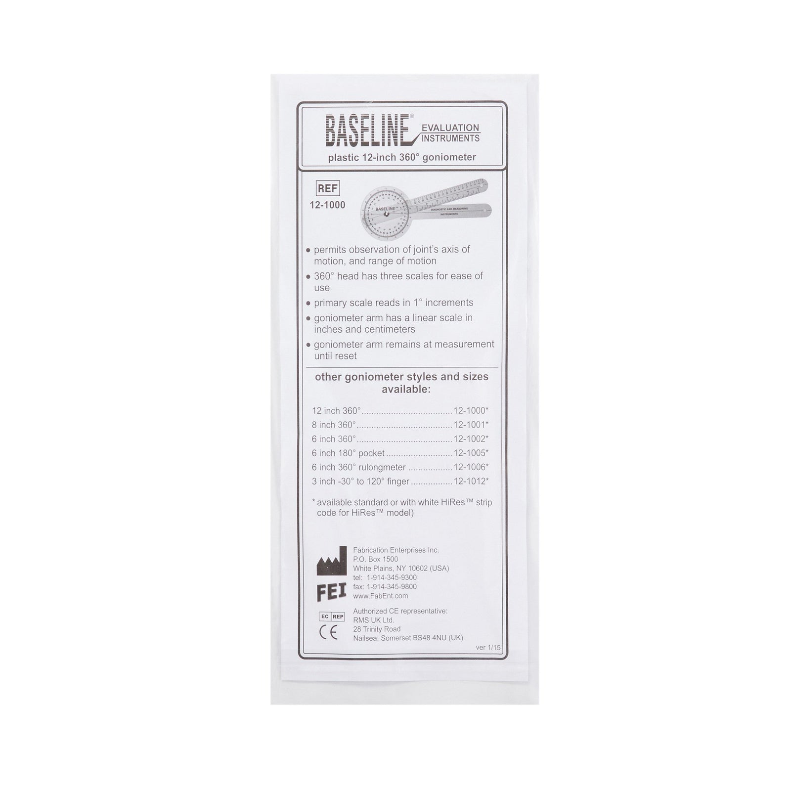 Baseline® Goniometer - 12 Inch Arm Length