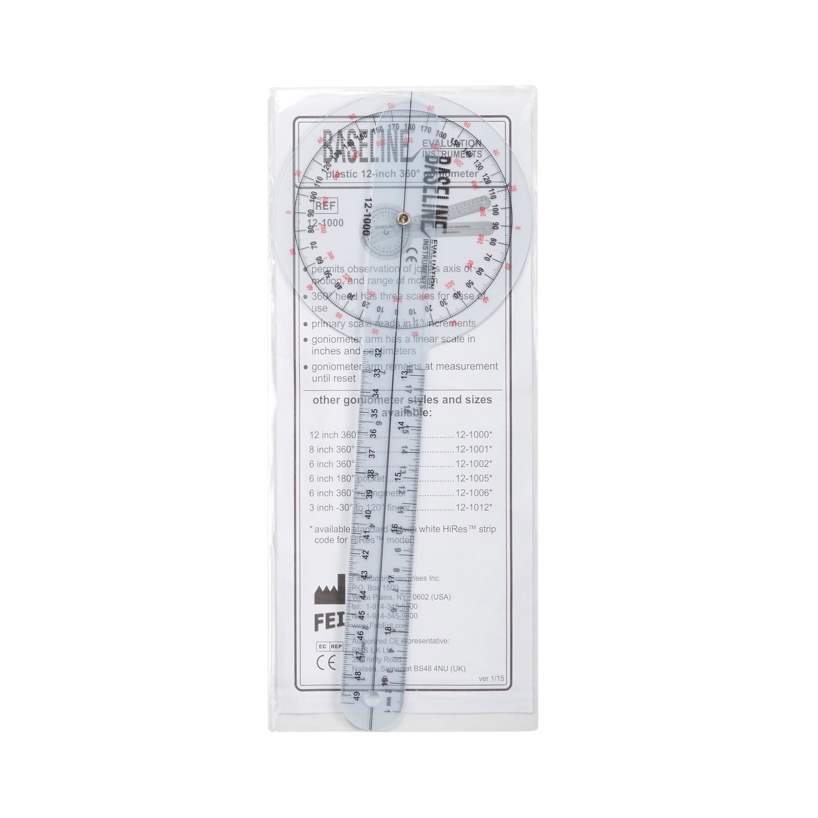 Baseline® Goniometer - 12 Inch Arm Length