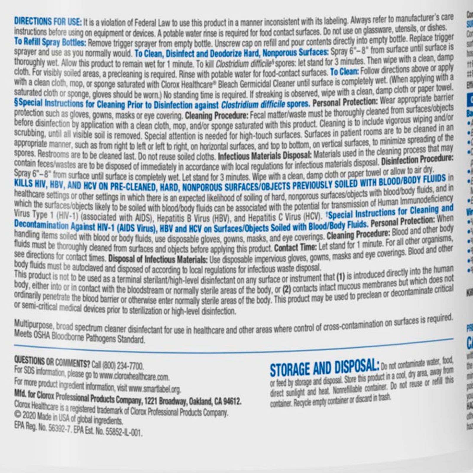 Clorox Healthcare Bleach Germicidal Cleaner Refill