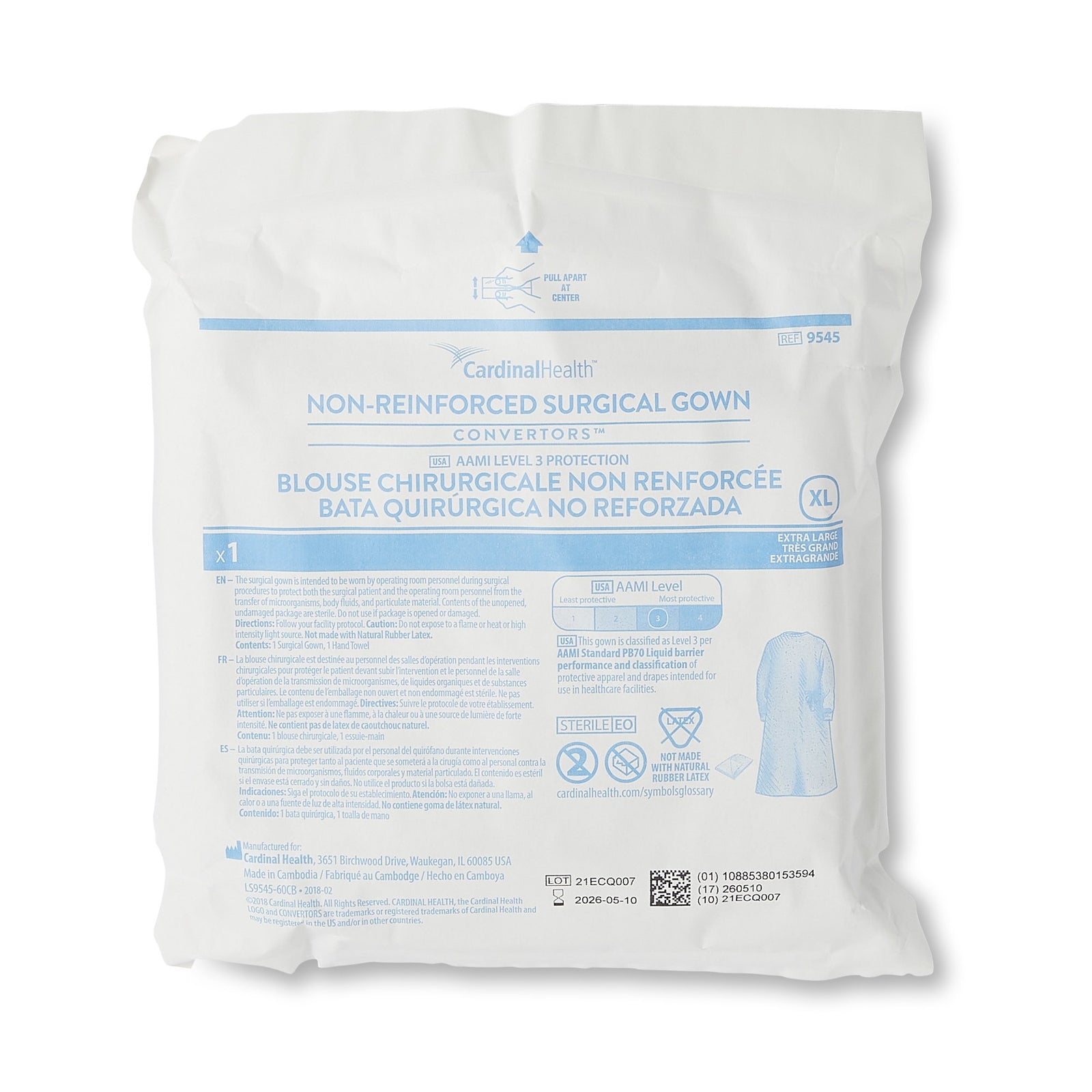 Astound Non-Reinforced Surgical Gown with Towel X-Large Blue Sterile AAMI Level 3