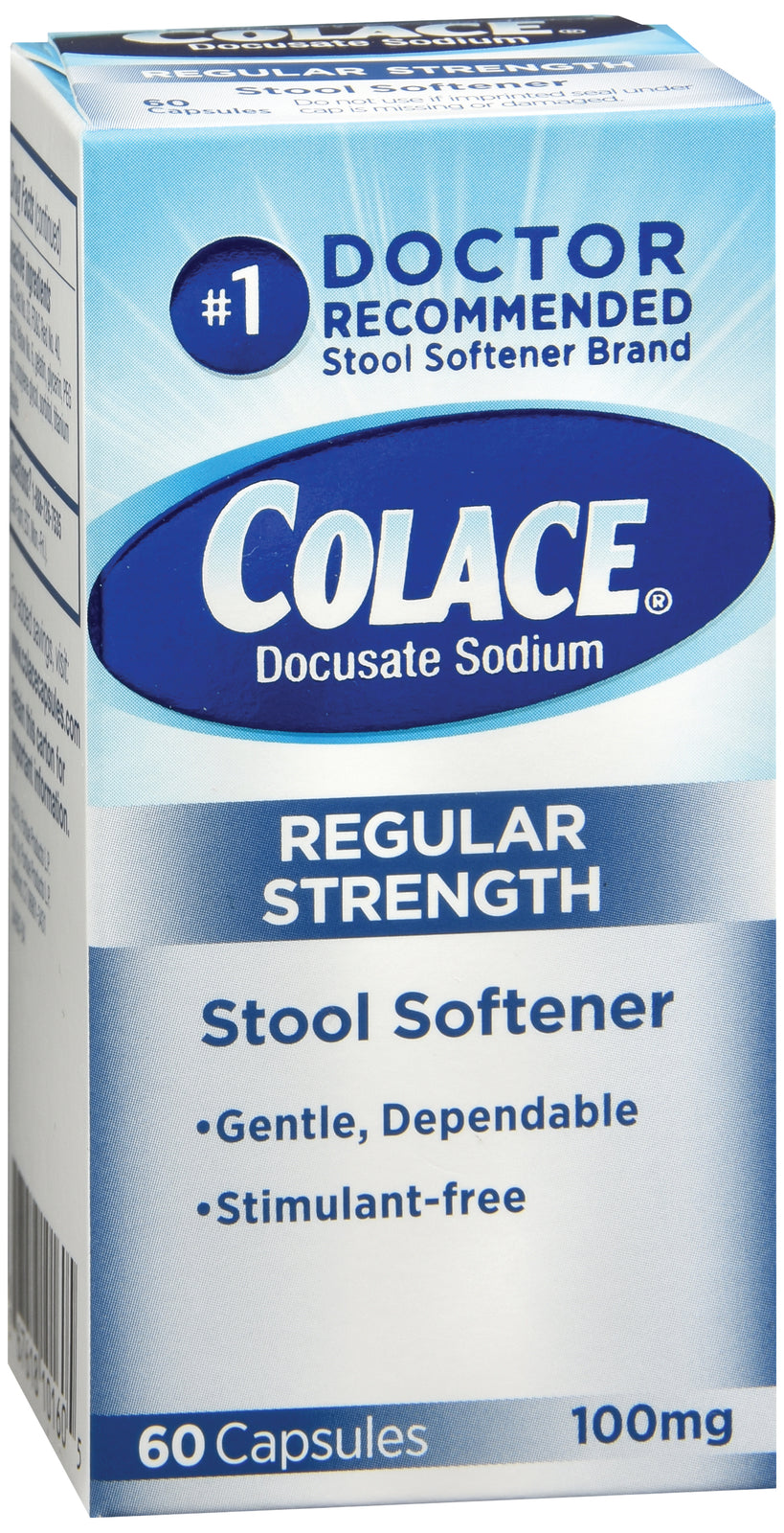 Colace Regular Strength Stool Softener Capsules 100 mg, 60 Count