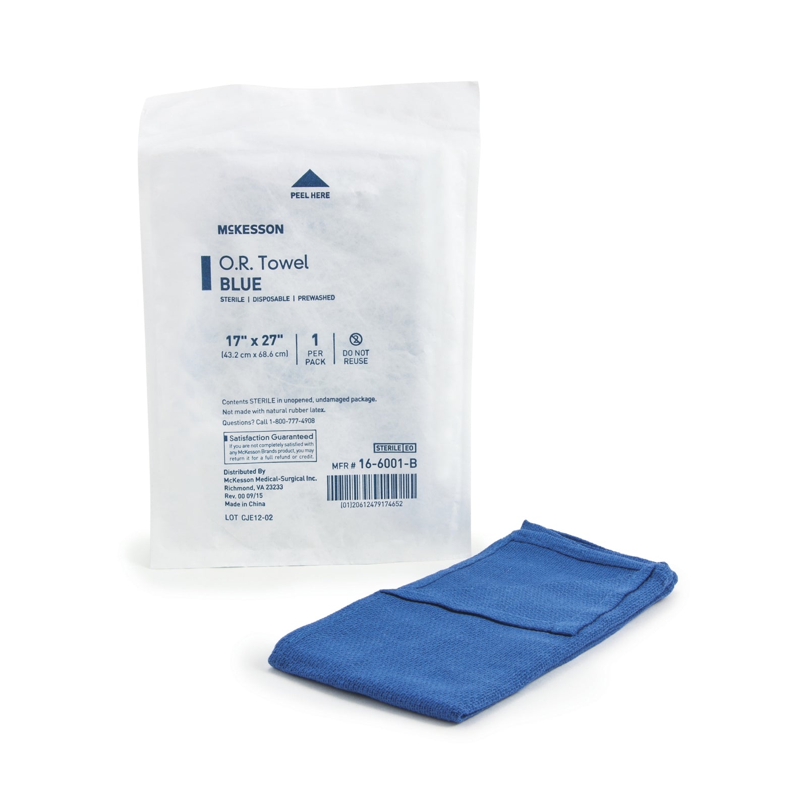 McKesson MedSurg O.R. Towel Strip, Blue, Sterile, Disposable
