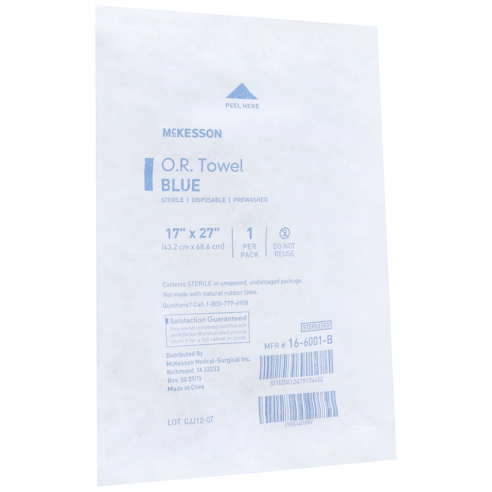 McKesson MedSurg Sterile Blue O.R. Towel, 17 x 27 Inch