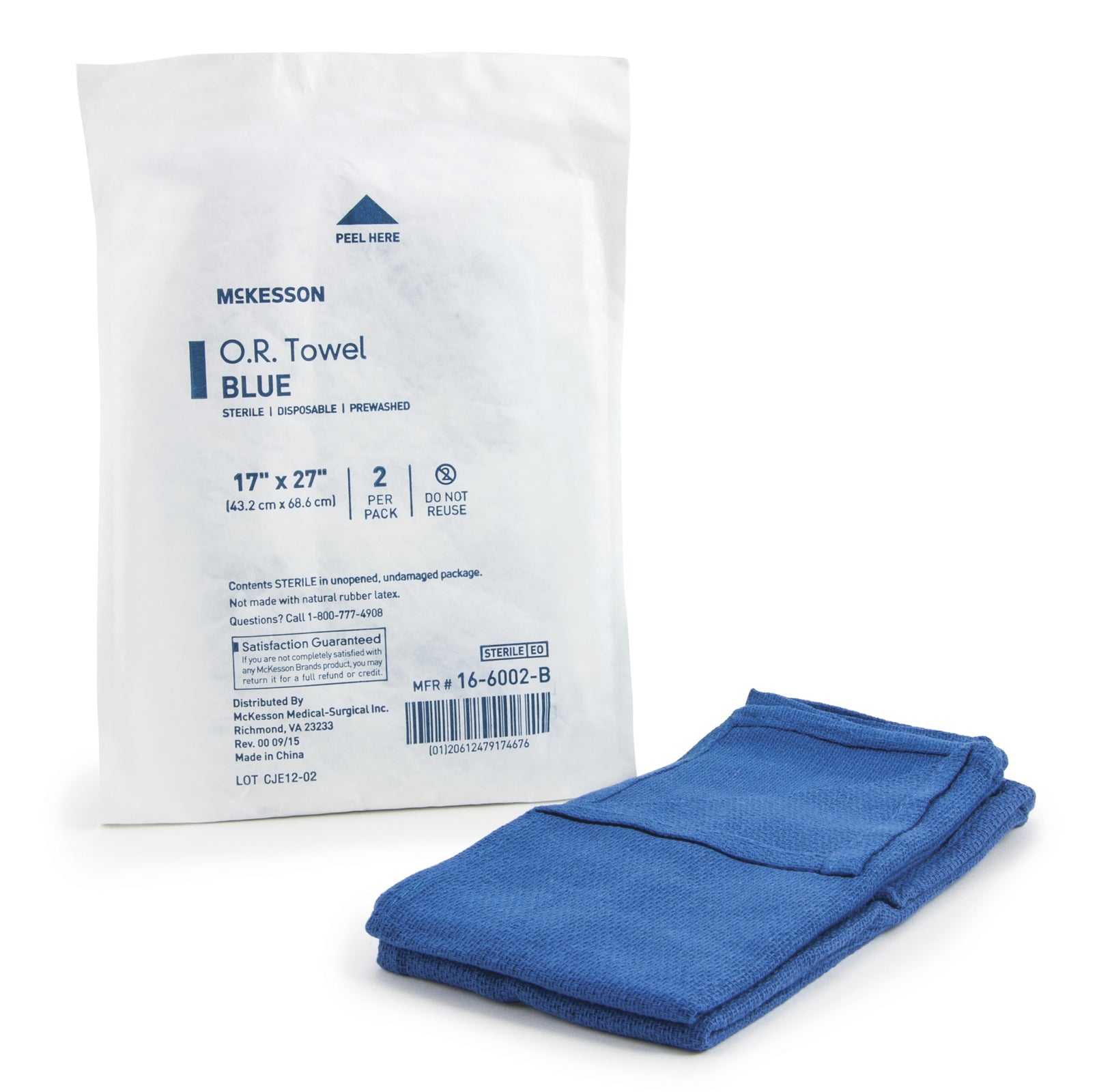McKesson Sterile O.R. Towel 17" x 27" Blue