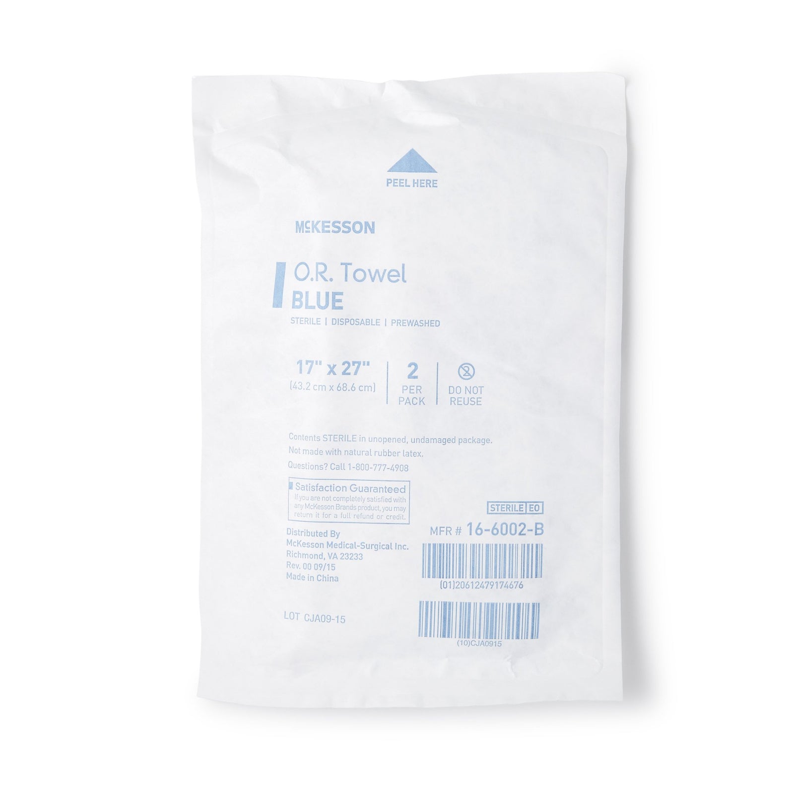 McKesson Sterile O.R. Towel 17" x 27" Blue