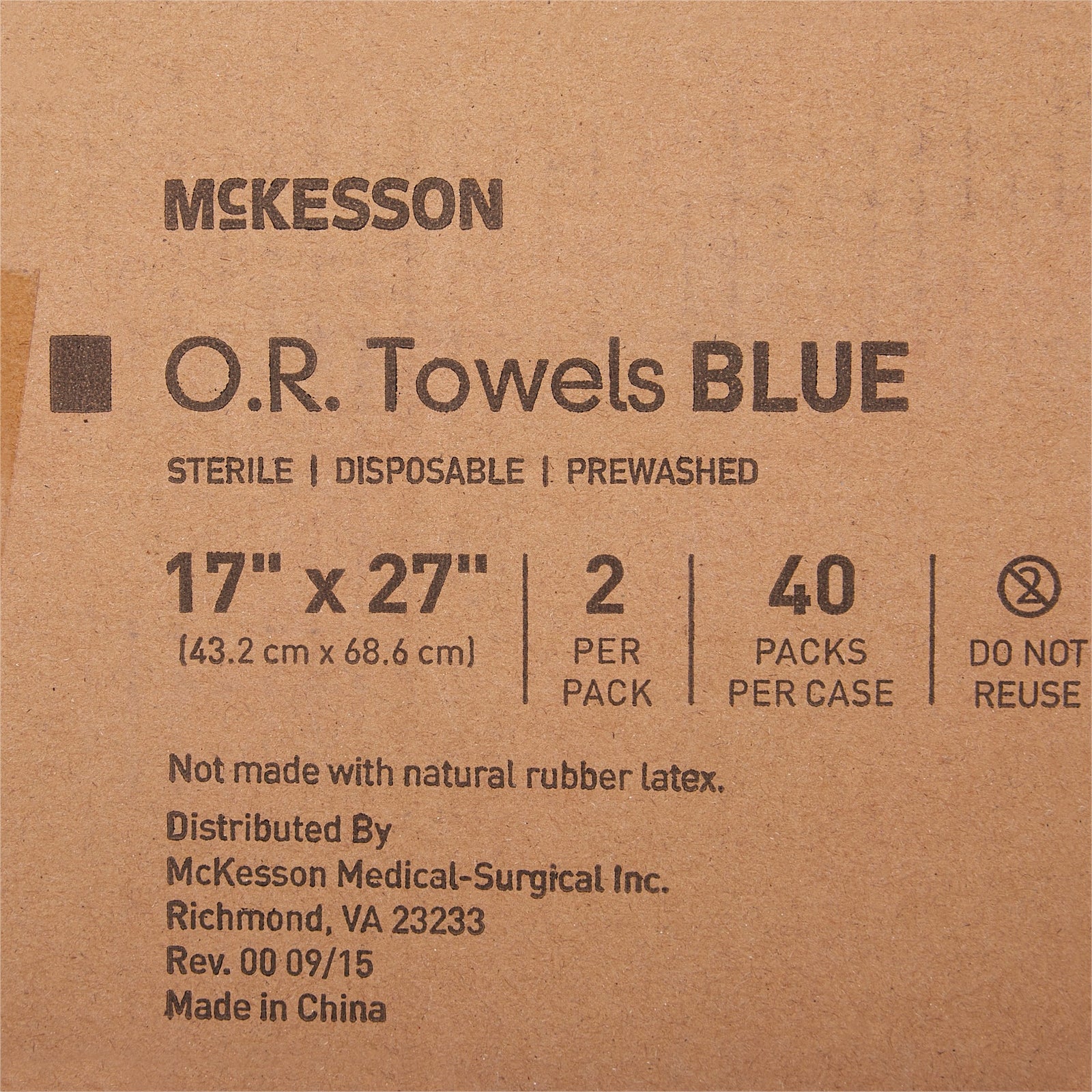 McKesson Sterile O.R. Towel 17" x 27" Blue