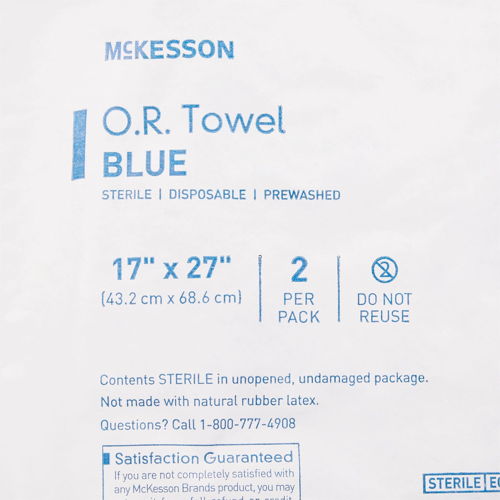 McKesson Sterile O.R. Towel 17" x 27" Blue