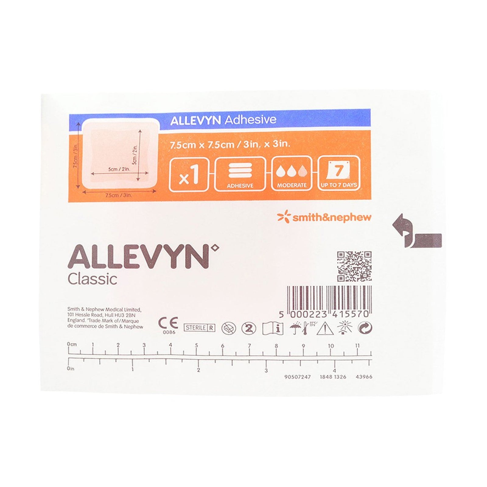 Smith & Nephew ALLEVYN Adhesive Foam Dressing, 3 X 3 Inch