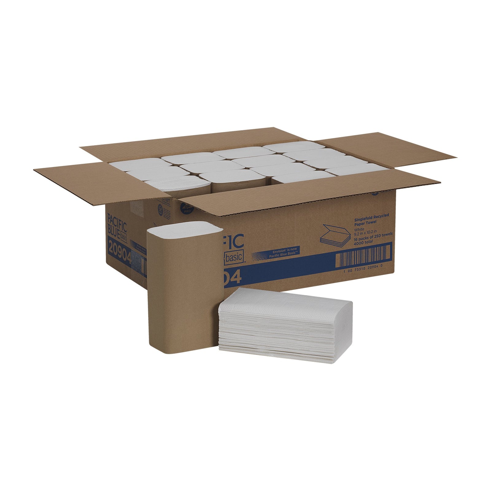 Pacific Blue Basic™ Single-Fold Paper Towels 9-1/4 x 10-1/4 Inch - Case of 16