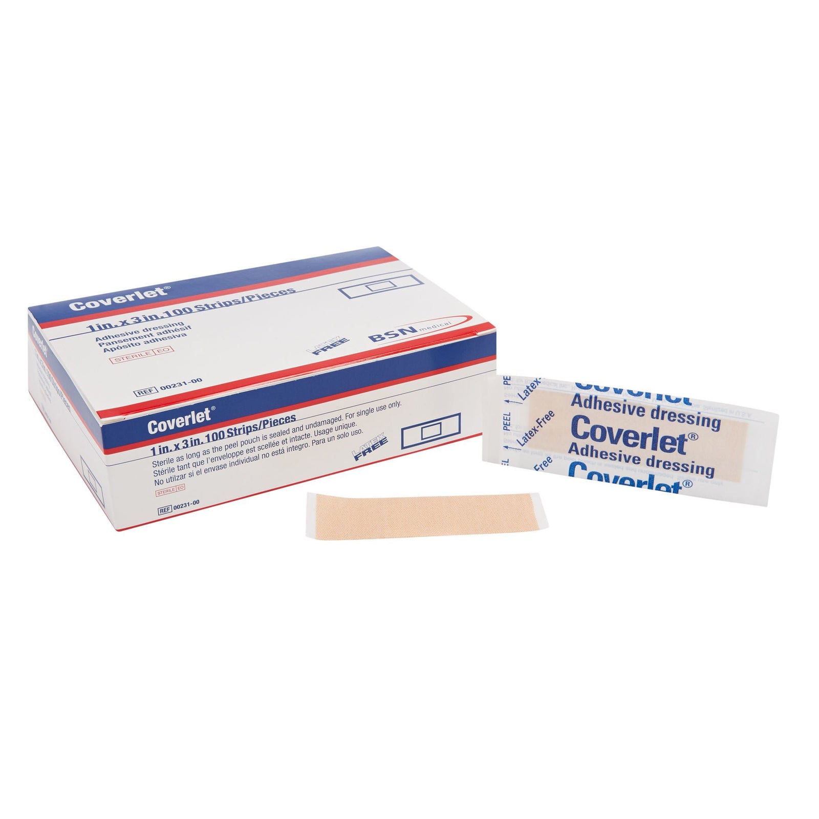 BSN Coverlet Adhesive Strip Bandage, 1 x 3 Inch