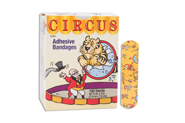 Stat Strip® Fabric Adhesive Strip 3/4 x 3 Inch Sterile - Circus Kid Design (Case of 1200)