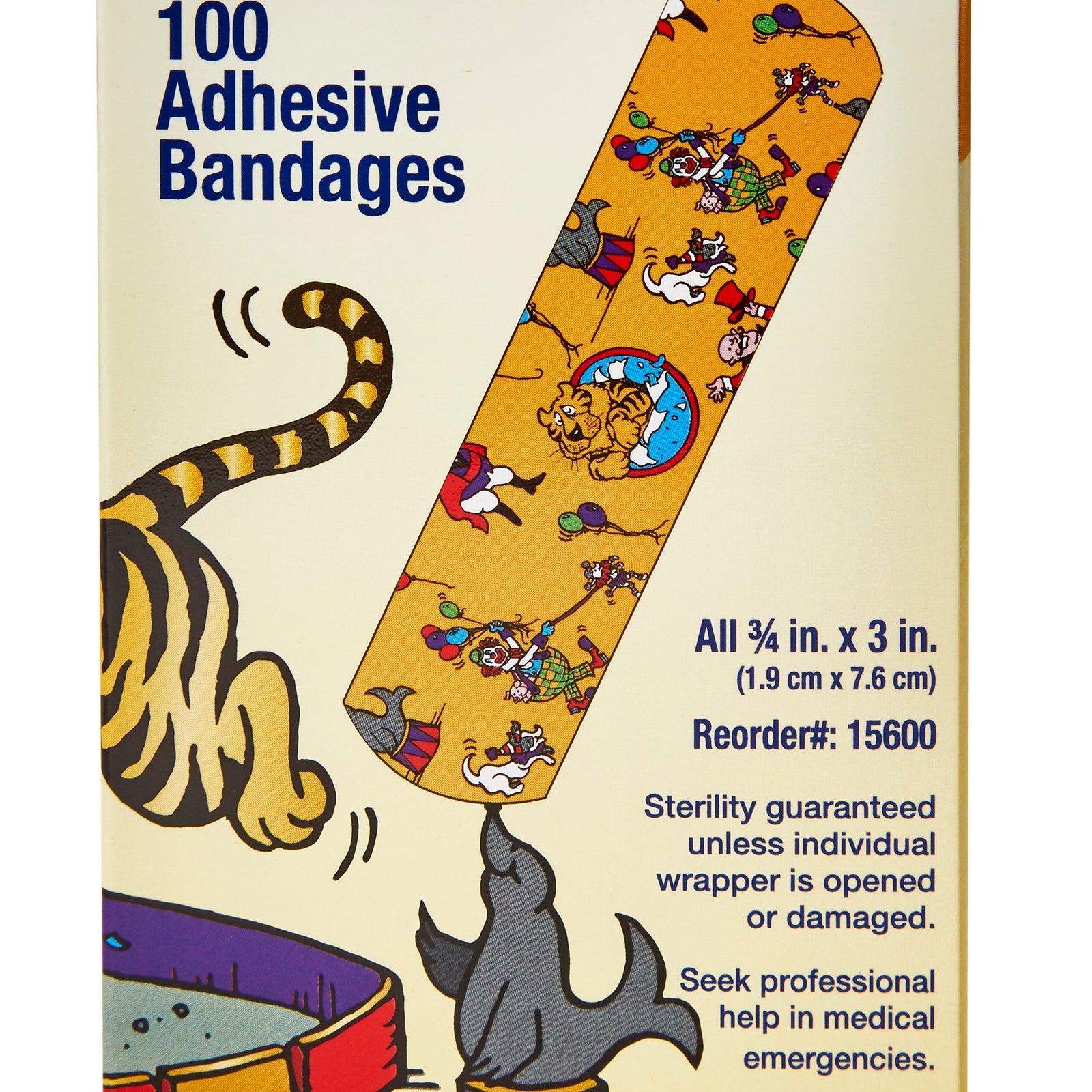 Stat Strip® Fabric Adhesive Strip 3/4 x 3 Inch Sterile - Circus Kid Design (Case of 1200)