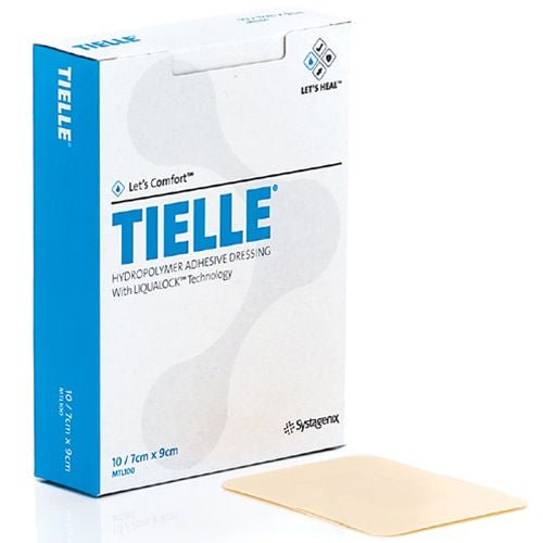 TIELLE Foam Hydropolymer Adhesive Dressing with Border, 4 1/4 x 4 1/4 Inch