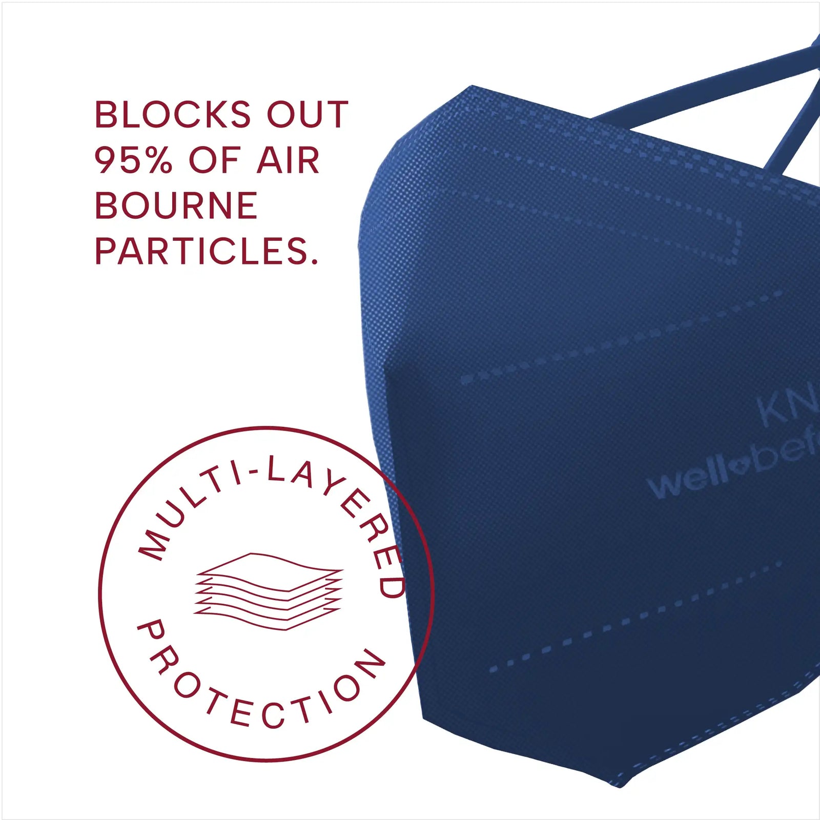 KN95 Face Mask | Individually Wrapped, Elastic Ear Loops - Bag of 10