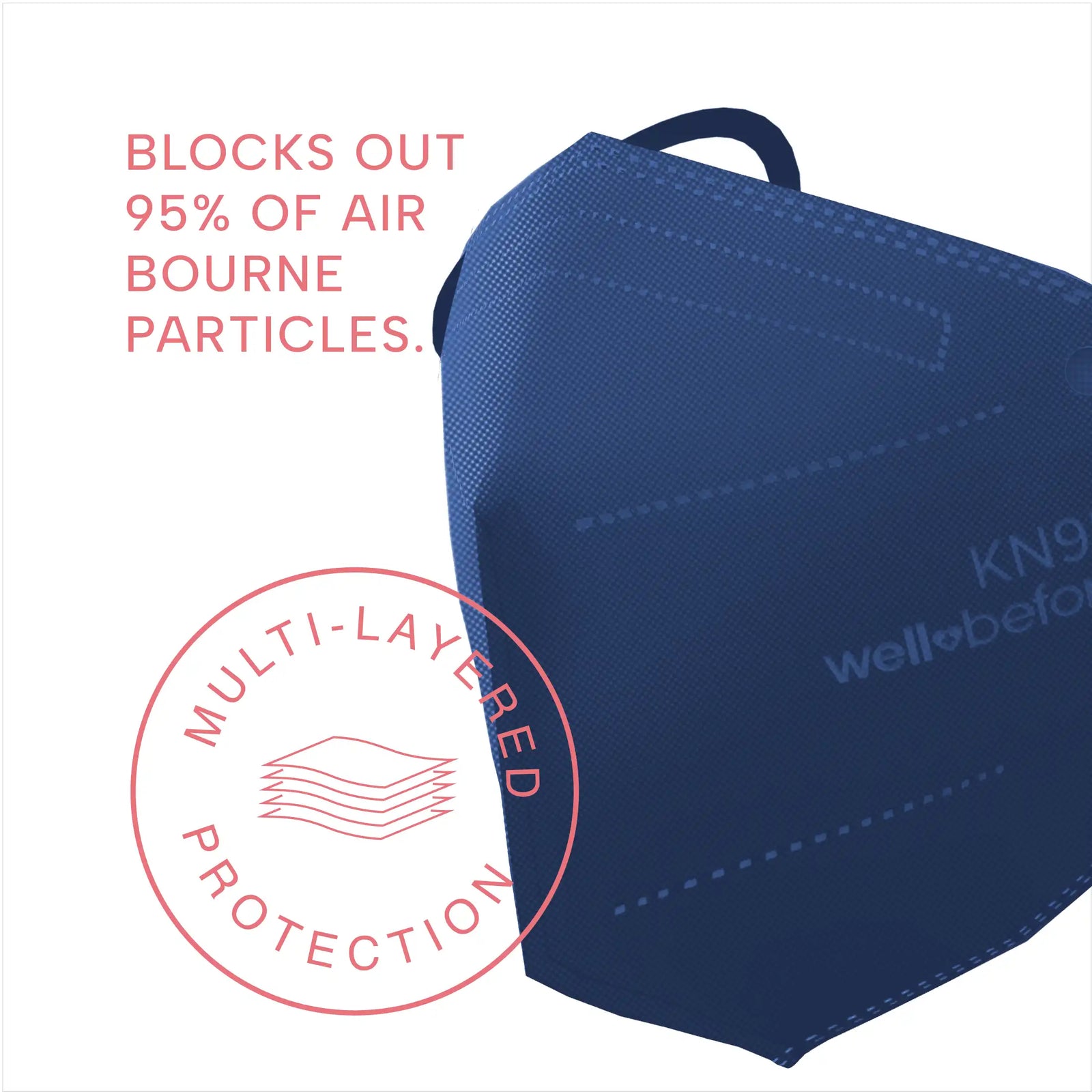 KN95 Face Mask | Individually Wrapped, Elastic Ear Loops - Bag of 10