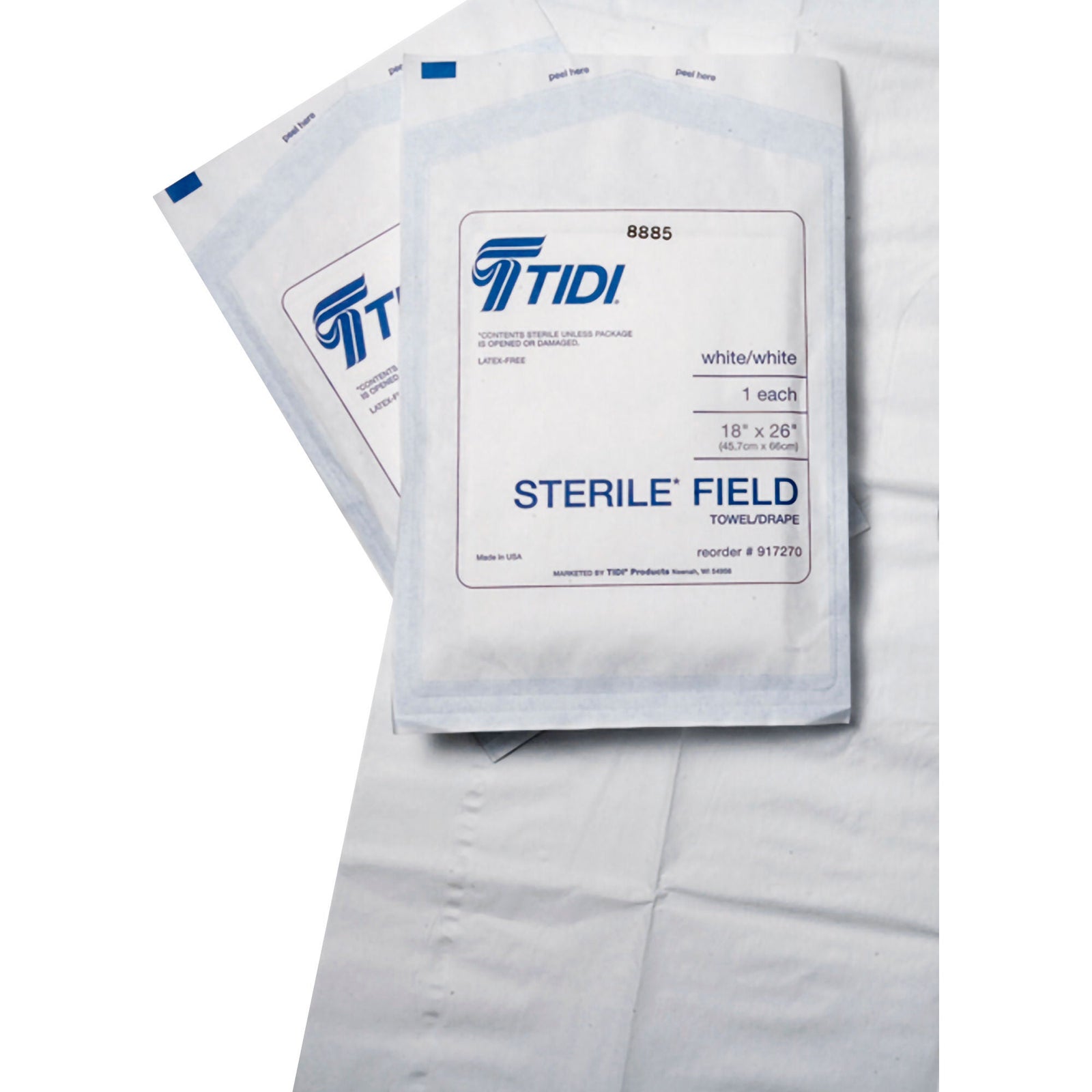 TIDI Sterile Field Non-Fenestrated Drape Sheet, White, 18 x 26 Inch