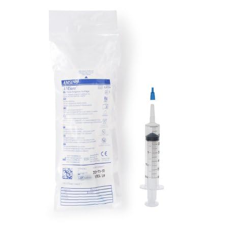 AMSure Pole Syringe with Catheter Tip and Tip Protector, 60 cc, Flat Top, Small Tip Adapter, Latex-Free, Nonsterile