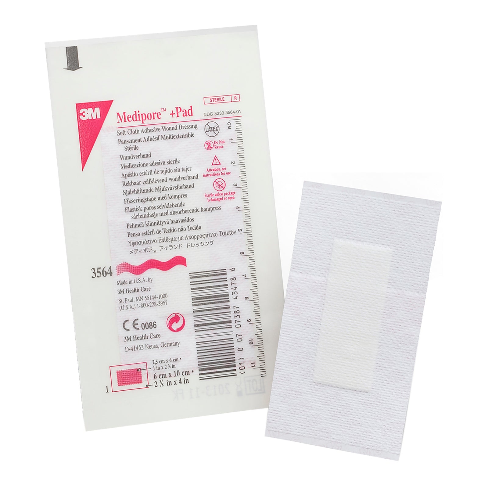 3M Medipore + Pad Soft Cloth Adhesive Wound Dressing