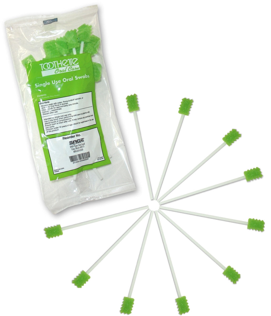 Sage Products Untreated Foam Tip Oral Swabstick, 6 Inch, Non-Sterile