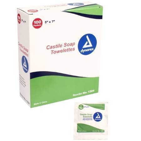 Dynarex Castile Soap Towelette, 5" x 7"