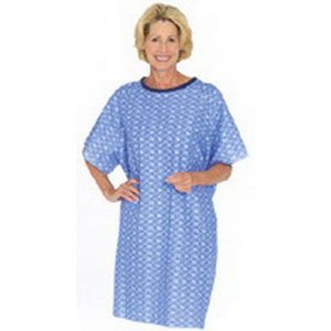 Salk Company Blue Plaid Tieback Patient Gown, One Size, Latex-Free