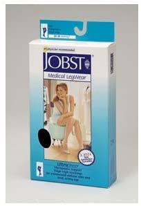 BSN Jobst Women's UltraSheer Thigh High Compression Stockings, Closed Toe, Latex-Free - Small, 20-30 mmHg, Classic Black