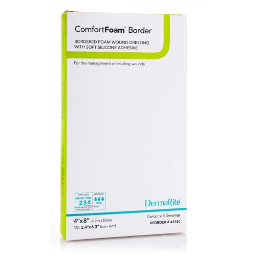 DermaRite ComfortFoam Silicone Foam Non-Border Dressing, 4 x 8 in