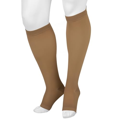 Juzo Basic Knee-High Compression Stocking, Open Toe, Short — Beige, Size 2