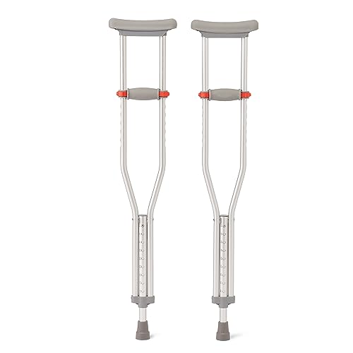 Medline Red Dot Standard Adult Push-button Auxiliary Crutches 44-52 Inch