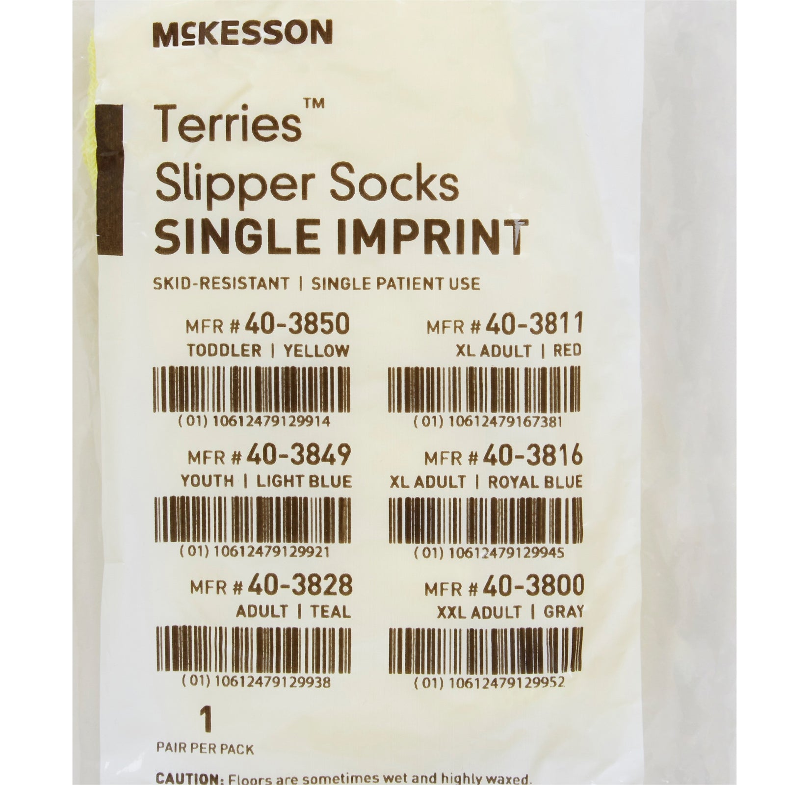 McKesson Terries™ Toddler Slipper Socks - Yellow, Size 4-7.5