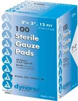 Dynarex Sterile Woven Gauze Pads 3" x 3", 12-Ply