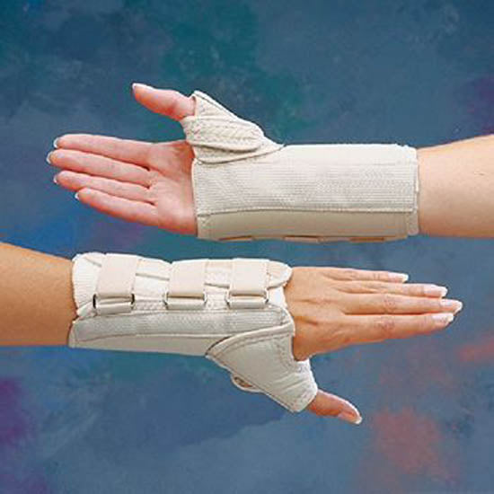 Rolyan D-Ring Original Wrist Brace with Thumb Spica - Left Hand, Beige, Large