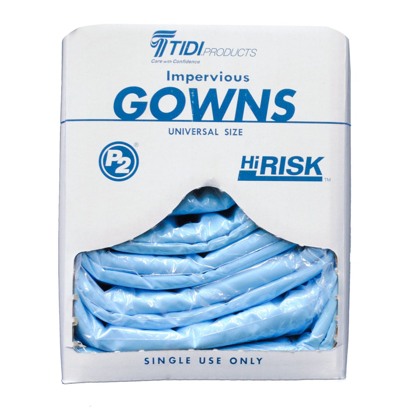 TIDI TIDIShield HiRisk Impervious Gown, One Size Fits Most, Blue