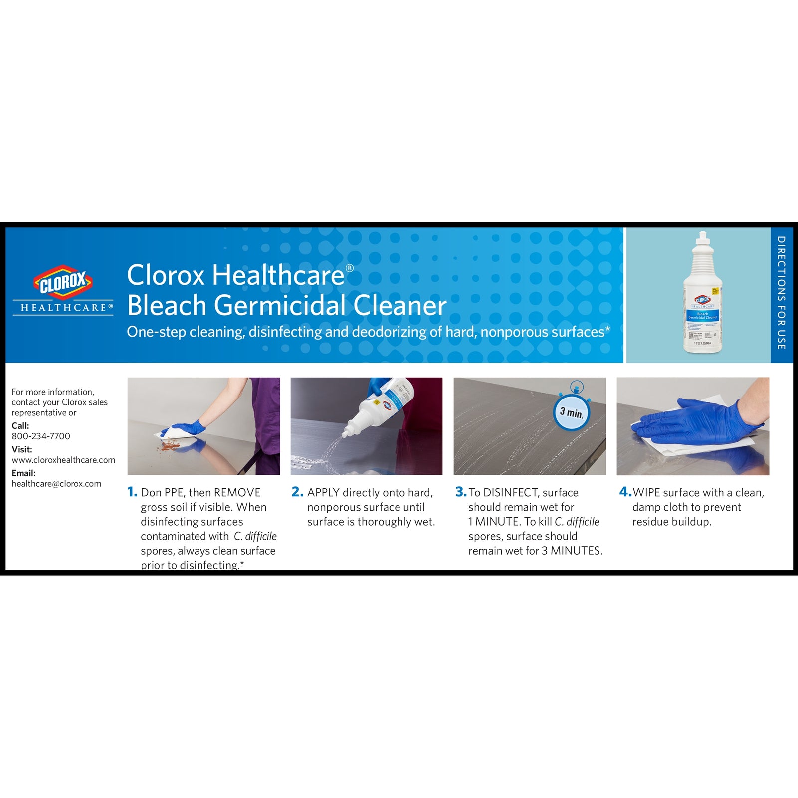 Clorox Healthcare Bleach Germicidal Surface Disinfectant Cleaner 32 oz