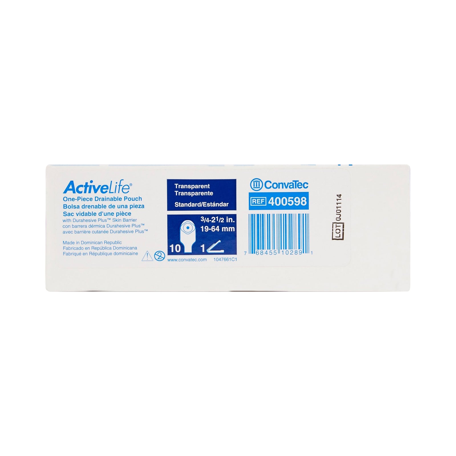 ActiveLife® One-Piece Colostomy Pouch 12 Inch Length Flat Trim-to-Fit